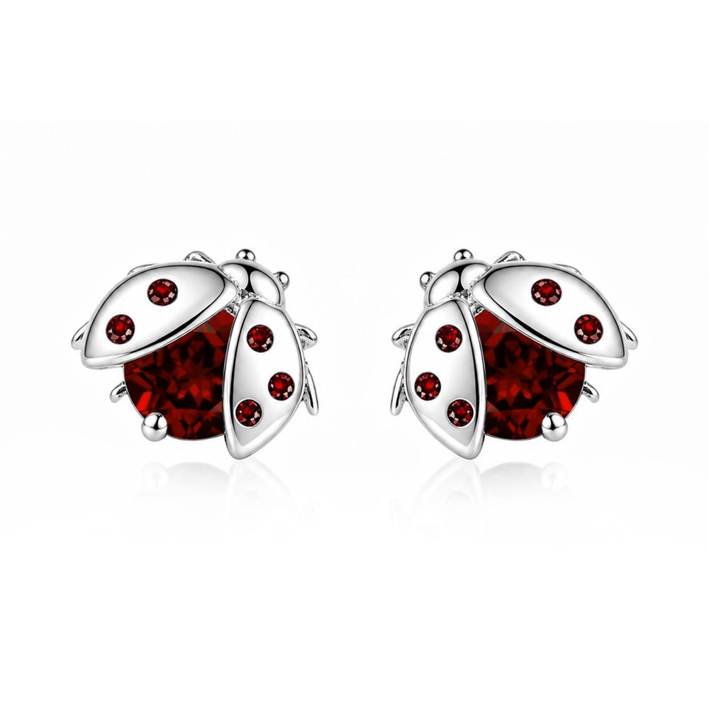 Round Shaped London Blue Topaz Ladybird Stud Earrings - LUO Jewelry #gemstone_Garnet