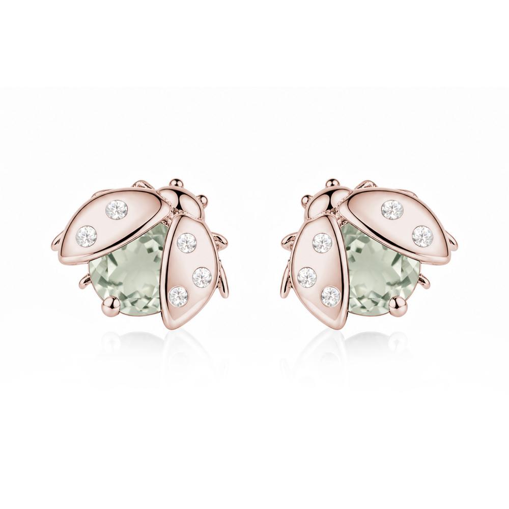Round Shaped London Blue Topaz Ladybird Stud Earrings - LUO Jewelry #gemstone_Green Amethyst