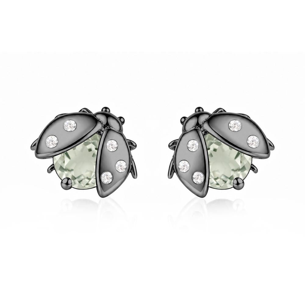 Round Shaped London Blue Topaz Ladybird Stud Earrings - LUO Jewelry #gemstone_Green Amethyst