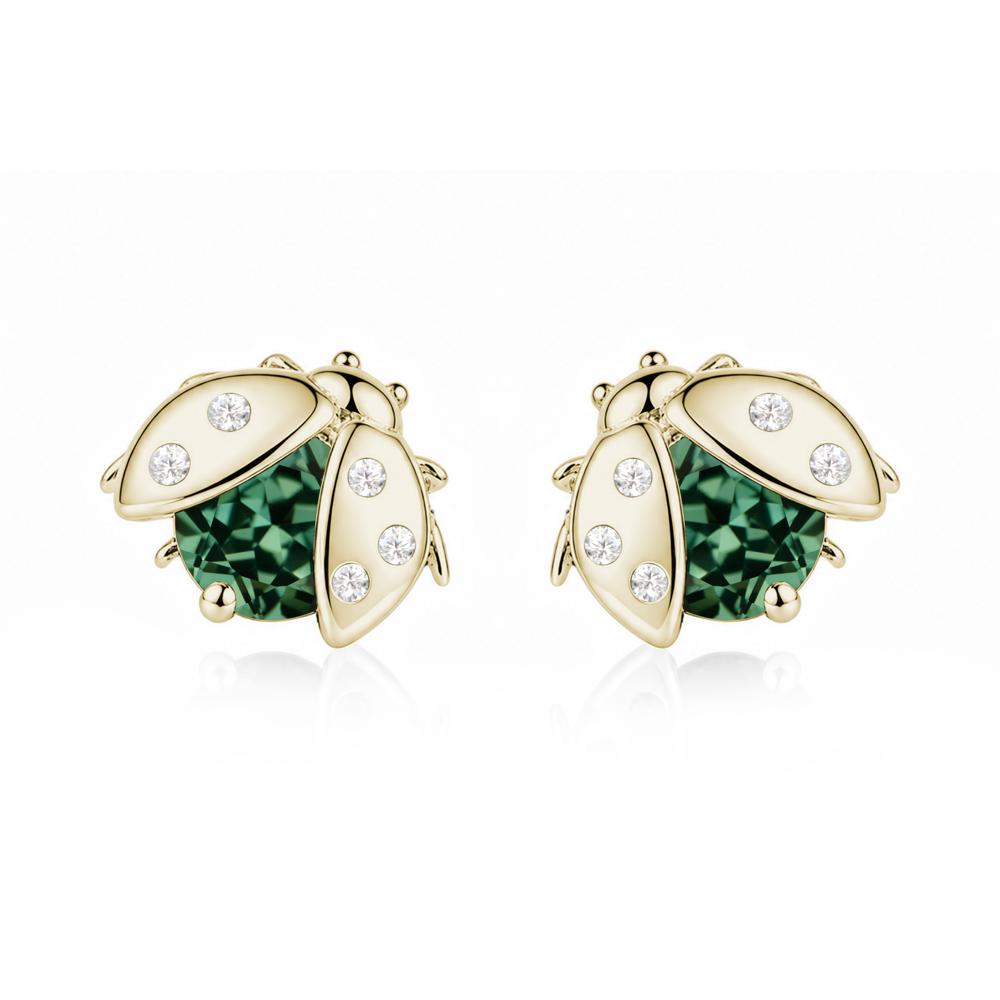 Round Shaped London Blue Topaz Ladybird Stud Earrings - LUO Jewelry #gemstone_Green Sapphire