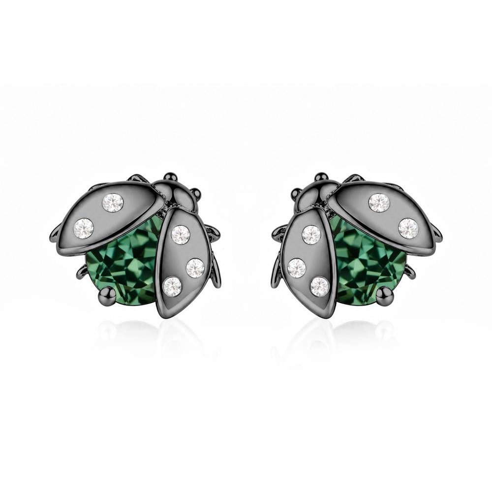 Round Shaped London Blue Topaz Ladybird Stud Earrings - LUO Jewelry #gemstone_Green Sapphire