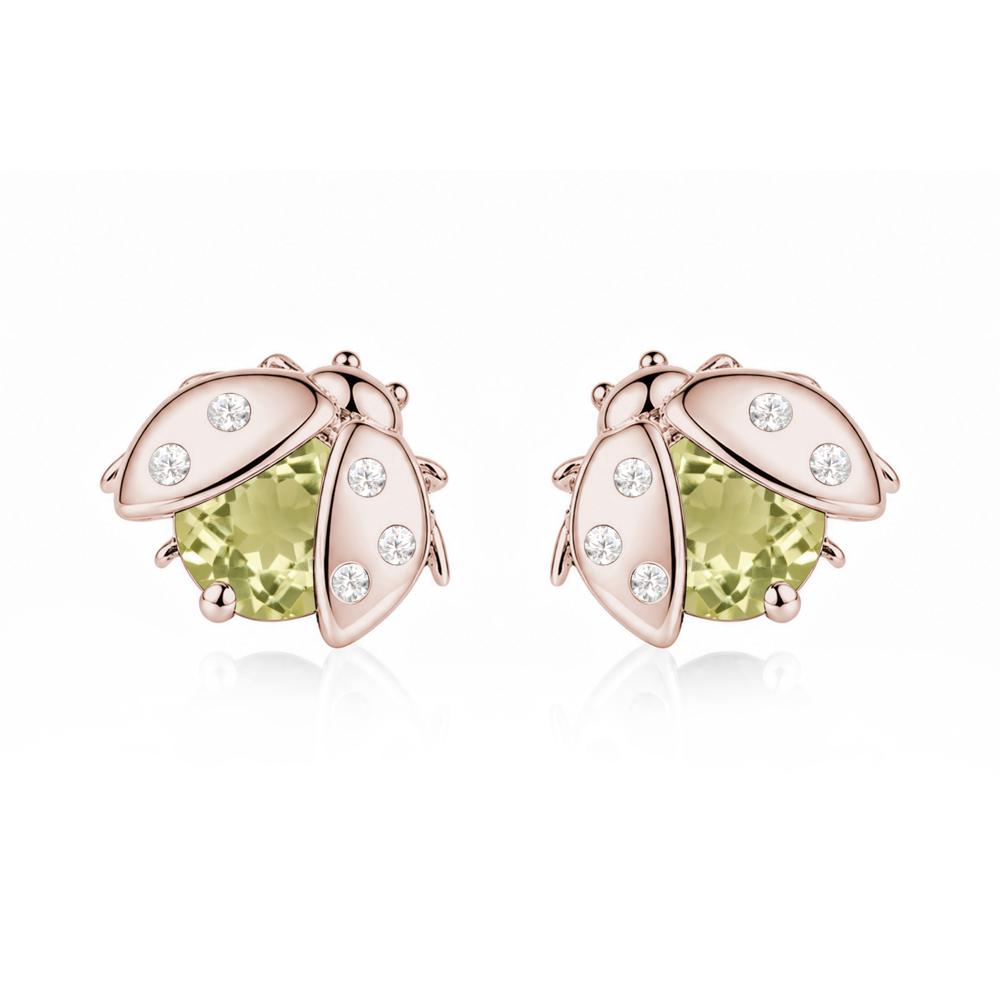Round Shaped London Blue Topaz Ladybird Stud Earrings - LUO Jewelry #gemstone_Lemon Quartz