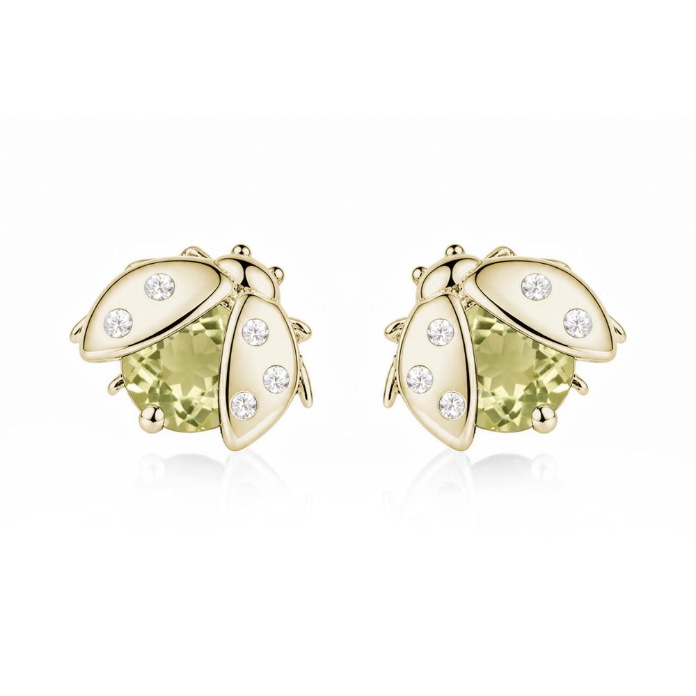 Round Shaped London Blue Topaz Ladybird Stud Earrings - LUO Jewelry #gemstone_Lemon Quartz