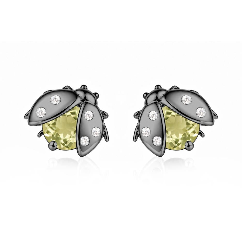 Round Shaped London Blue Topaz Ladybird Stud Earrings - LUO Jewelry #gemstone_Lemon Quartz
