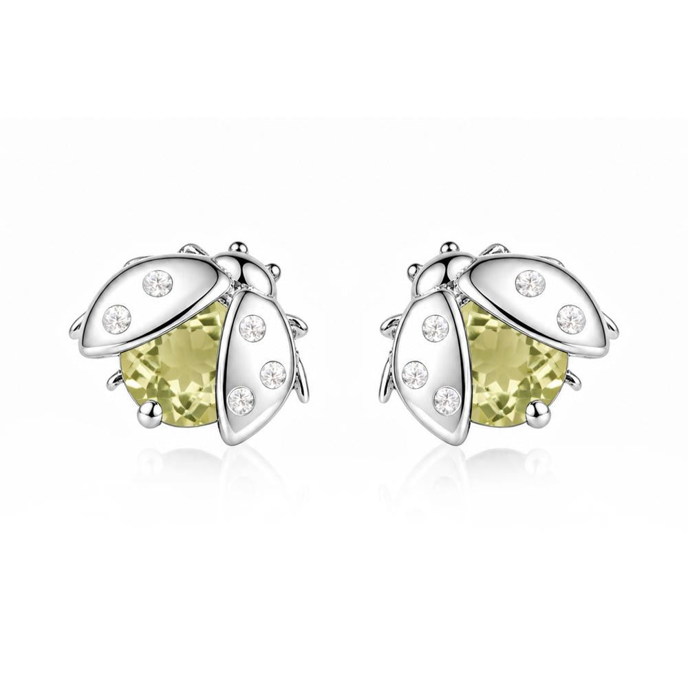 Round Shaped London Blue Topaz Ladybird Stud Earrings - LUO Jewelry #gemstone_Lemon Quartz