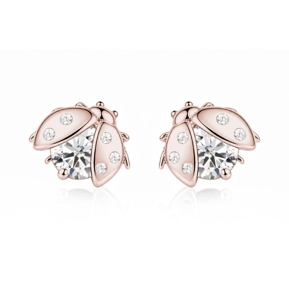Round Shaped London Blue Topaz Ladybird Stud Earrings - LUO Jewelry #gemstone_Moissanite