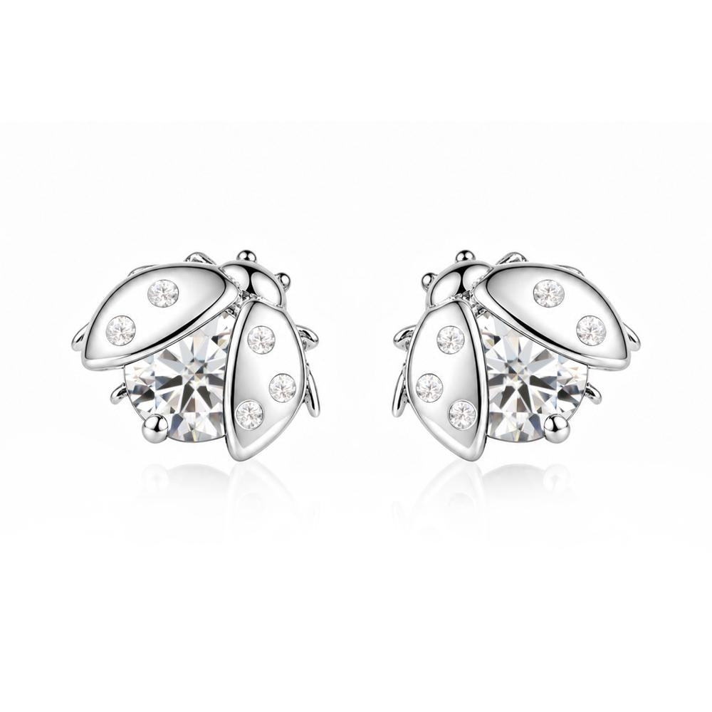 Round Shaped London Blue Topaz Ladybird Stud Earrings - LUO Jewelry #gemstone_Moissanite