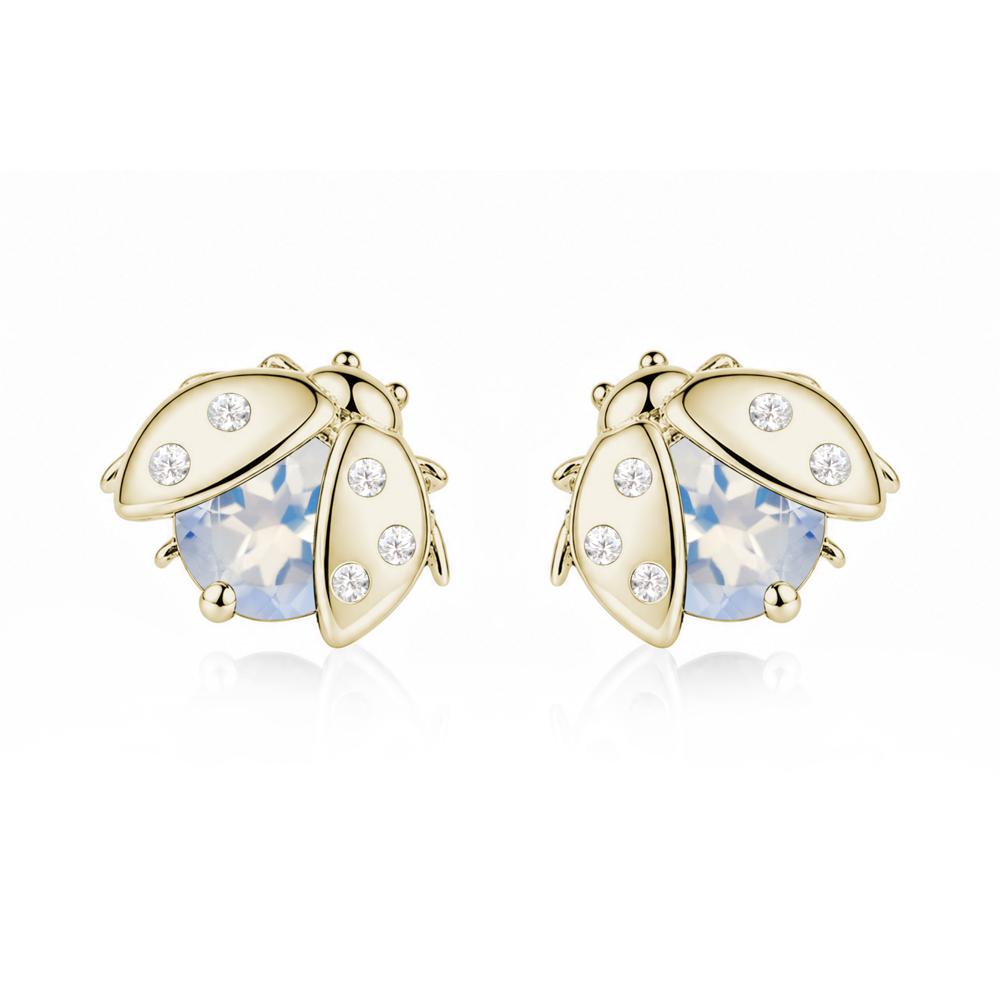 Round Shaped London Blue Topaz Ladybird Stud Earrings - LUO Jewelry #gemstone_Moonstone