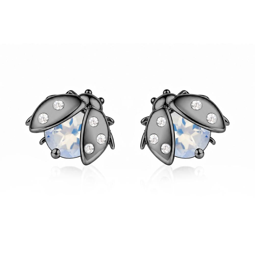 Round Shaped London Blue Topaz Ladybird Stud Earrings - LUO Jewelry #gemstone_Moonstone