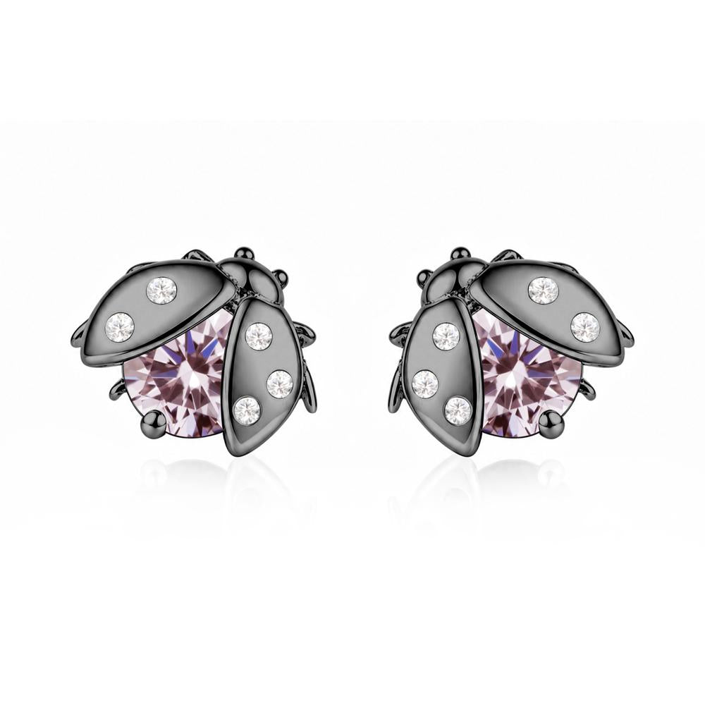 Round Shaped London Blue Topaz Ladybird Stud Earrings - LUO Jewelry #gemstone_Pink Cubic Zirconia
