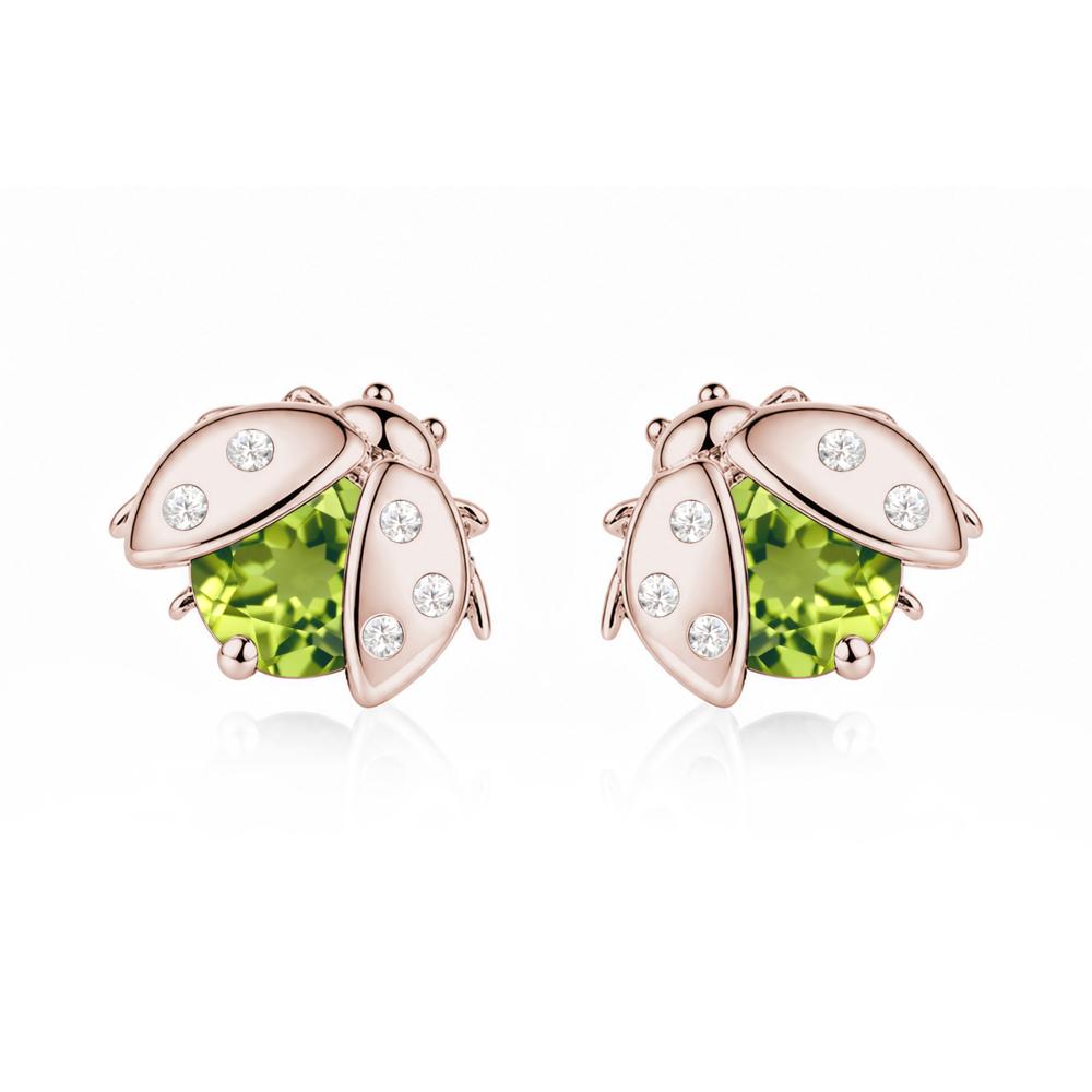 Round Shaped London Blue Topaz Ladybird Stud Earrings - LUO Jewelry #gemstone_Peridot
