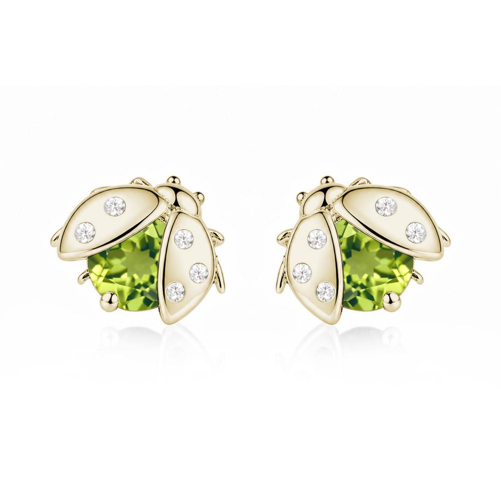 Round Shaped London Blue Topaz Ladybird Stud Earrings - LUO Jewelry #gemstone_Peridot