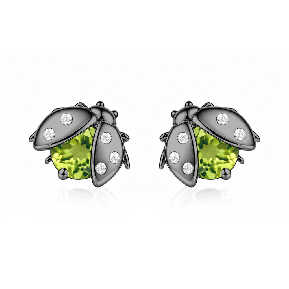Round Shaped London Blue Topaz Ladybird Stud Earrings - LUO Jewelry #gemstone_Peridot