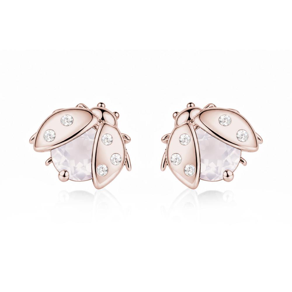 Round Shaped London Blue Topaz Ladybird Stud Earrings - LUO Jewelry #gemstone_Rose Quartz