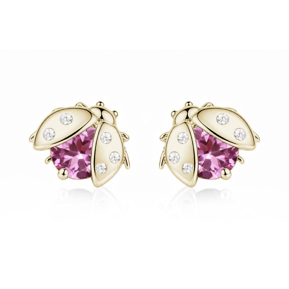 Round Shaped London Blue Topaz Ladybird Stud Earrings - LUO Jewelry #gemstone_Pink Sapphire