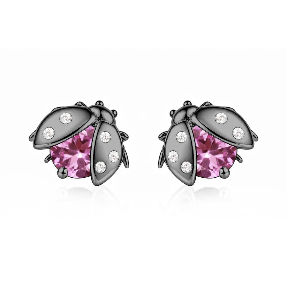 Round Shaped London Blue Topaz Ladybird Stud Earrings - LUO Jewelry #gemstone_Pink Sapphire