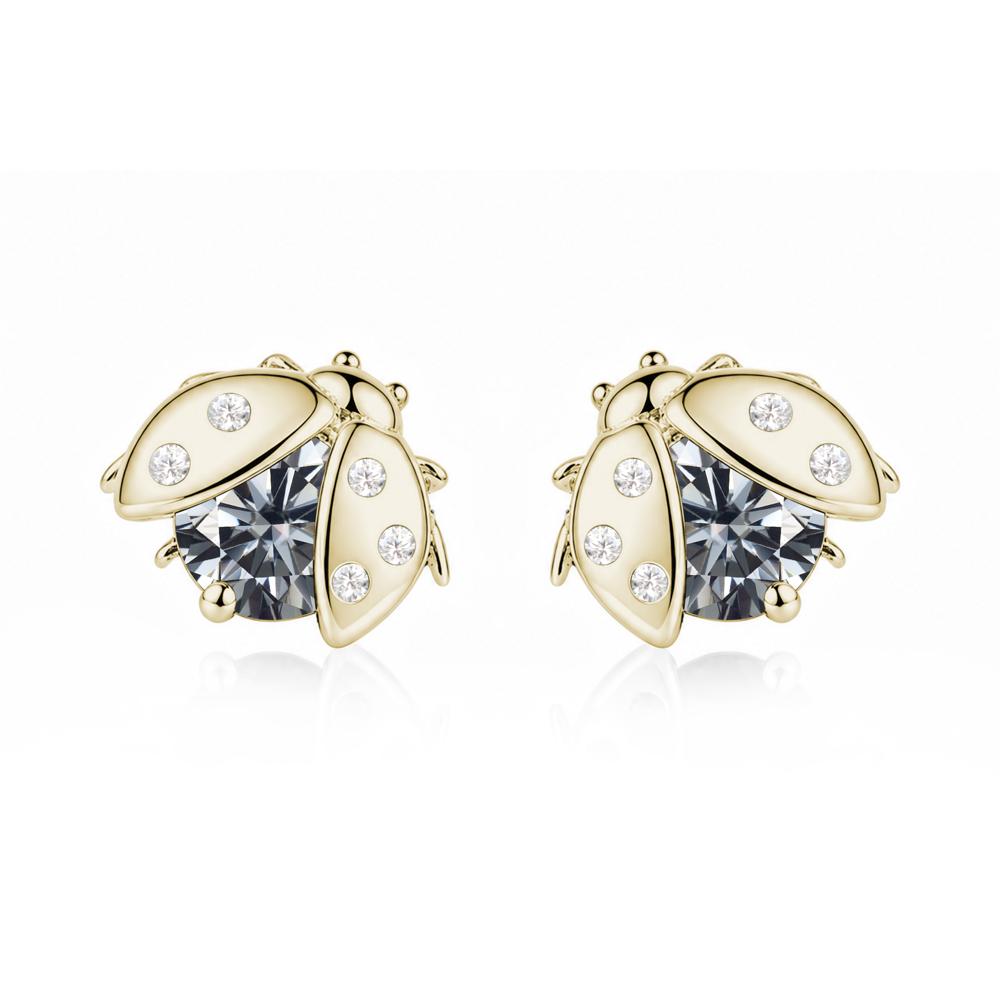 Round Shaped London Blue Topaz Ladybird Stud Earrings - LUO Jewelry #gemstone_Grey Moissanite