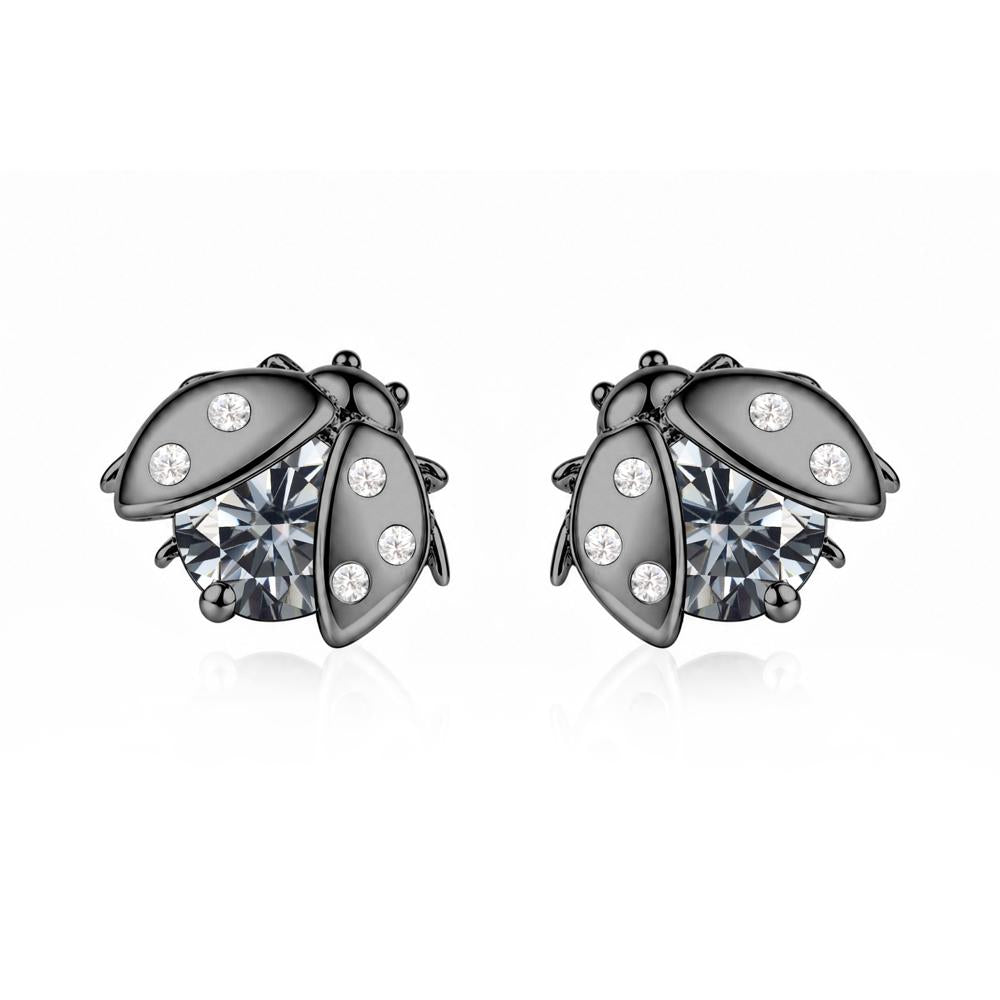 Round Shaped London Blue Topaz Ladybird Stud Earrings - LUO Jewelry #gemstone_Grey Moissanite