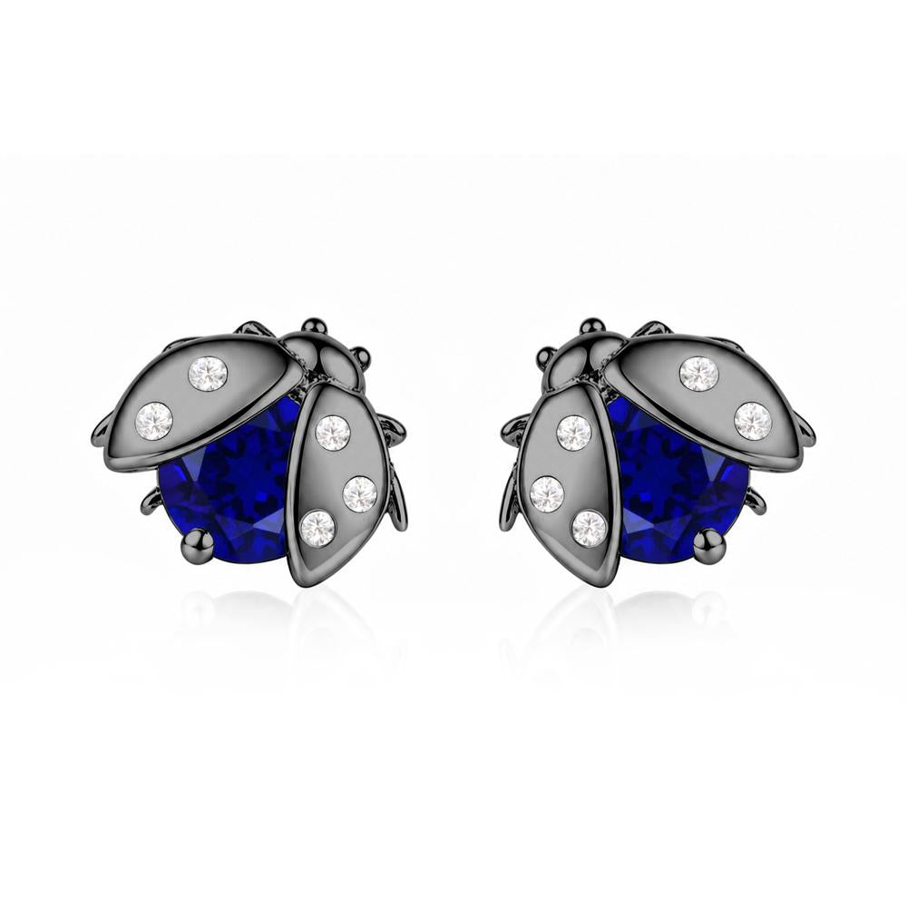 Round Shaped London Blue Topaz Ladybird Stud Earrings - LUO Jewelry #gemstone_Sapphire