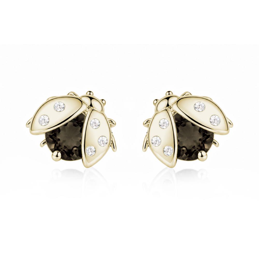 Round Shaped London Blue Topaz Ladybird Stud Earrings - LUO Jewelry #gemstone_Smoky Quartz