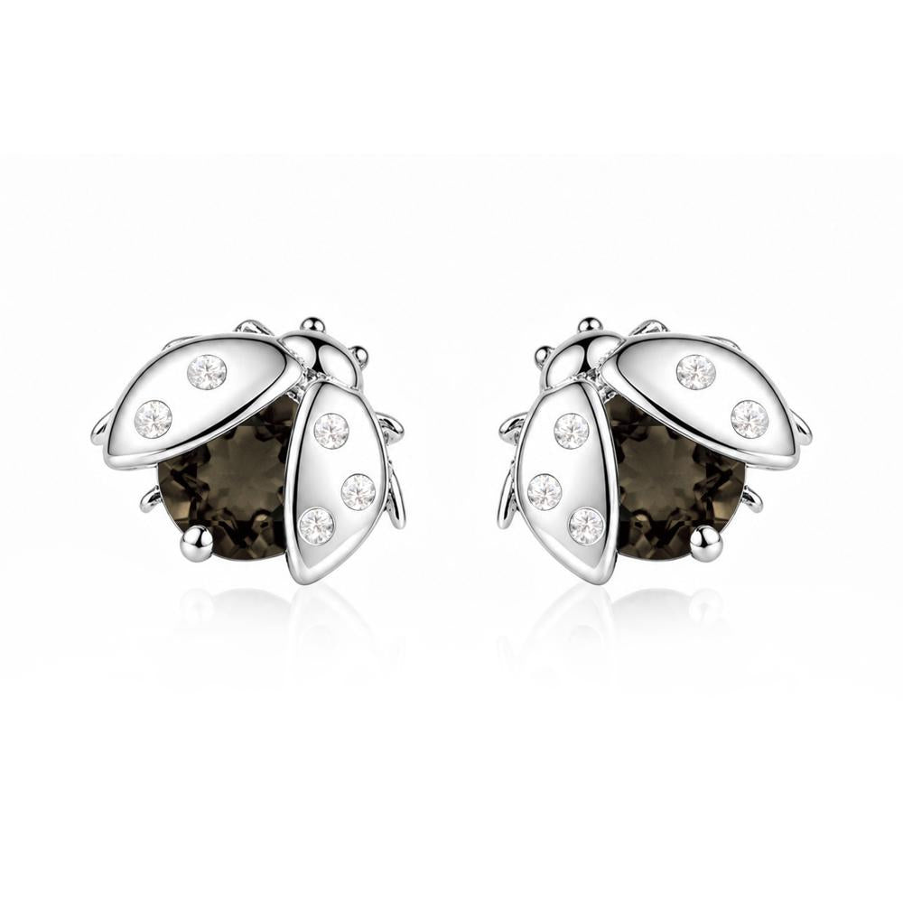Round Shaped London Blue Topaz Ladybird Stud Earrings - LUO Jewelry #gemstone_Smoky Quartz