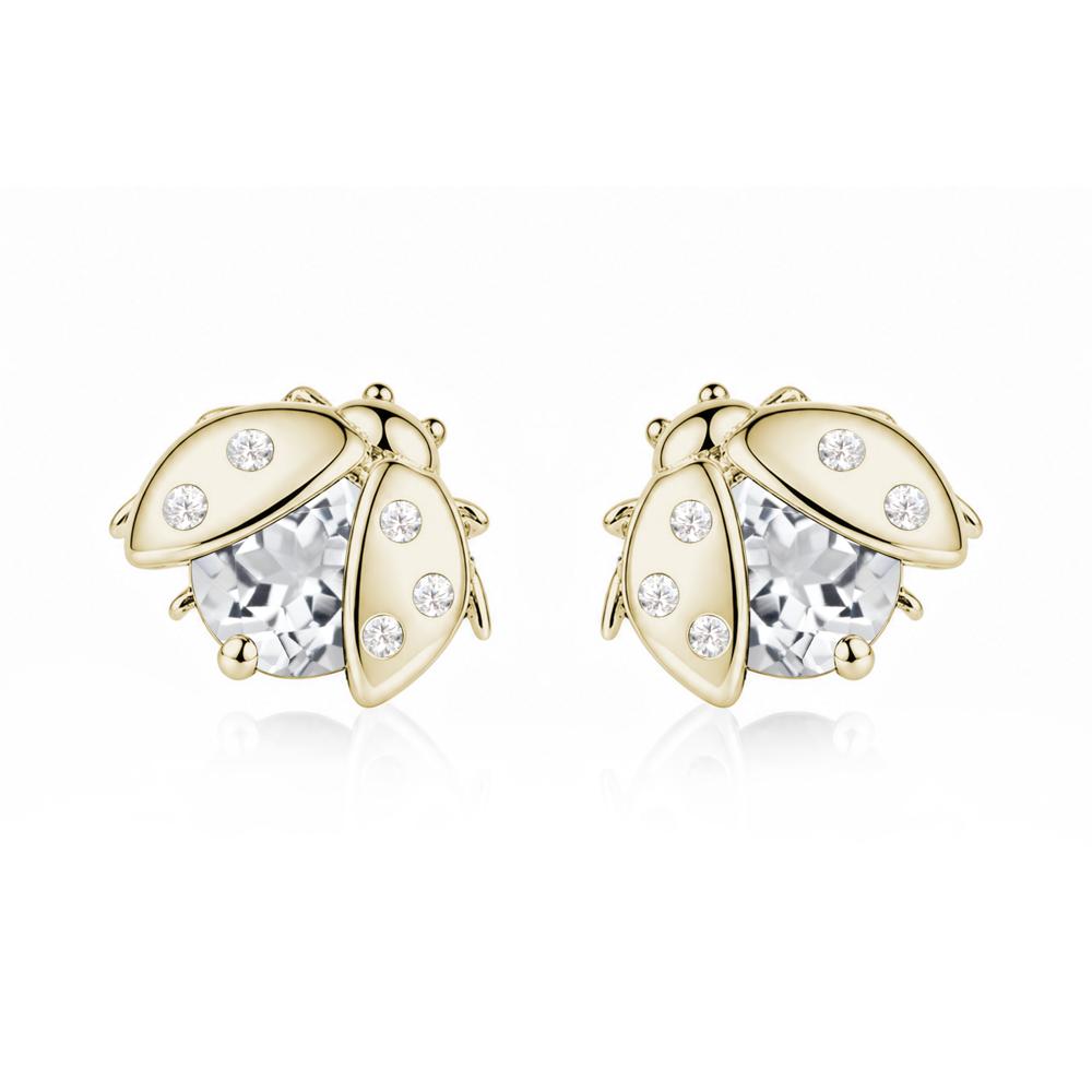 Round Shaped London Blue Topaz Ladybird Stud Earrings - LUO Jewelry #gemstone_White Topaz