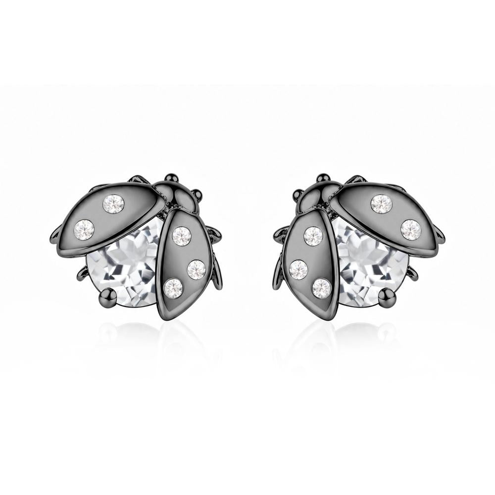 Round Shaped London Blue Topaz Ladybird Stud Earrings - LUO Jewelry #gemstone_White Topaz