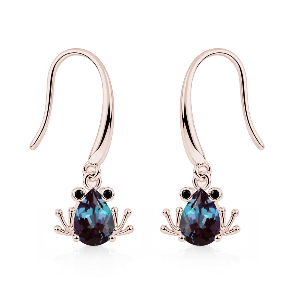 Pear Cut Aquamarine and Black Spinel Frog Hook Earrings - LUO Jewelry #gemstone_Alexandrite and Black Spinel