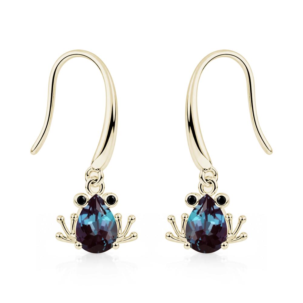 Pear Cut Aquamarine and Black Spinel Frog Hook Earrings - LUO Jewelry #gemstone_Alexandrite and Black Spinel