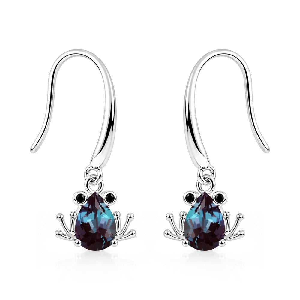 Pear Cut Aquamarine and Black Spinel Frog Hook Earrings - LUO Jewelry #gemstone_Alexandrite and Black Spinel