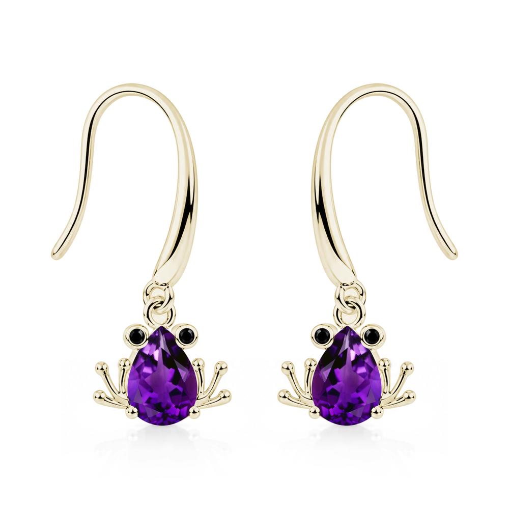 Pear Cut Aquamarine and Black Spinel Frog Hook Earrings - LUO Jewelry #gemstone_Amethyst and Black Spinel
