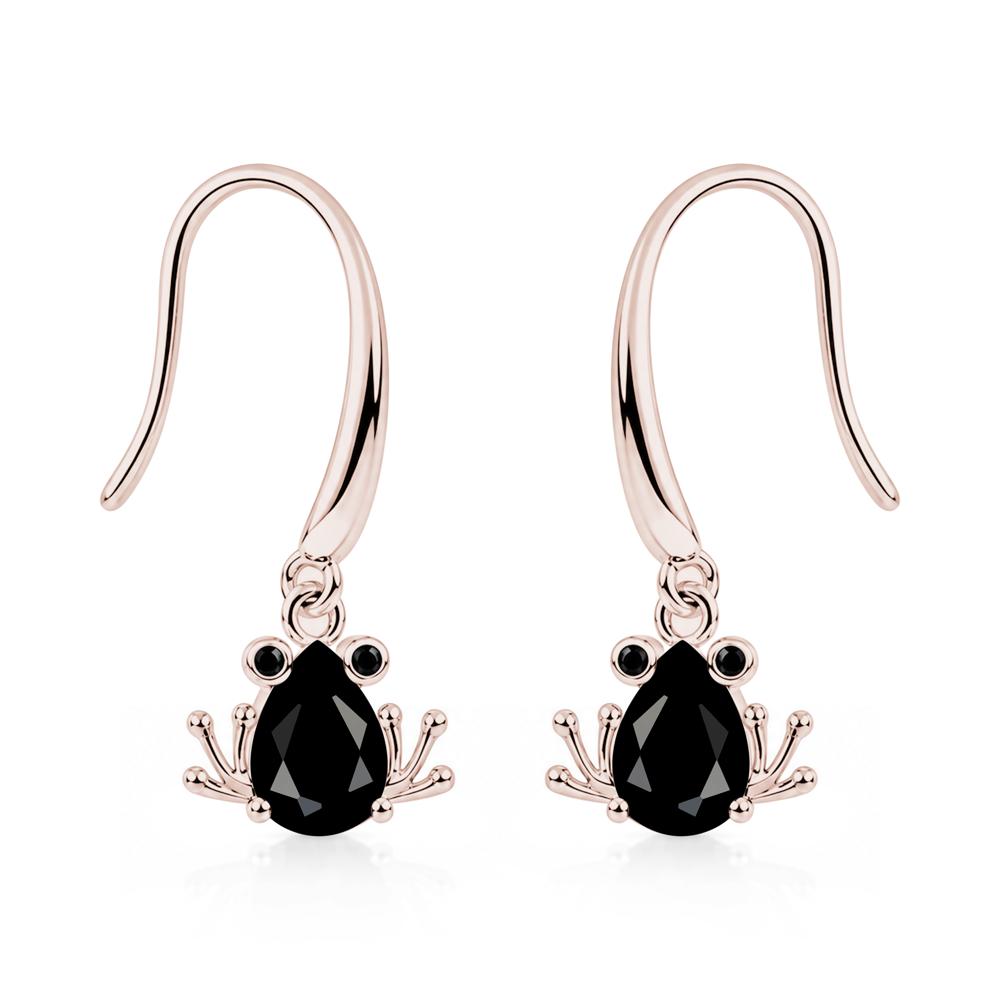Pear Cut Aquamarine and Black Spinel Frog Hook Earrings - LUO Jewelry #gemstone_Black Spinel