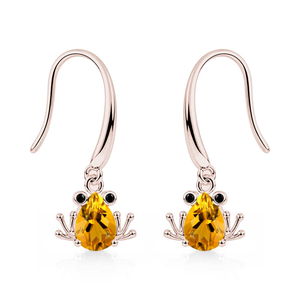 Pear Cut Aquamarine and Black Spinel Frog Hook Earrings - LUO Jewelry #gemstone_Citrine and Black Spinel