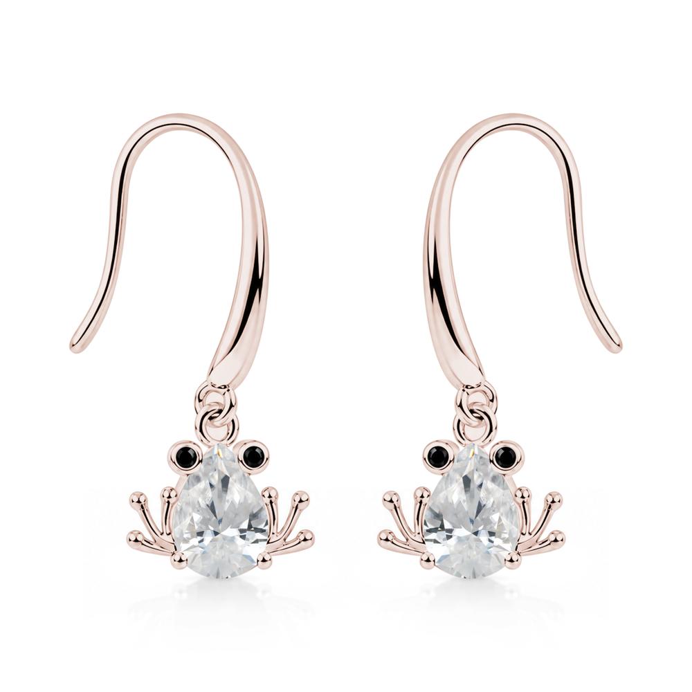 Pear Cut Aquamarine and Black Spinel Frog Hook Earrings - LUO Jewelry #gemstone_Cubic Zirconia and Black Spinel