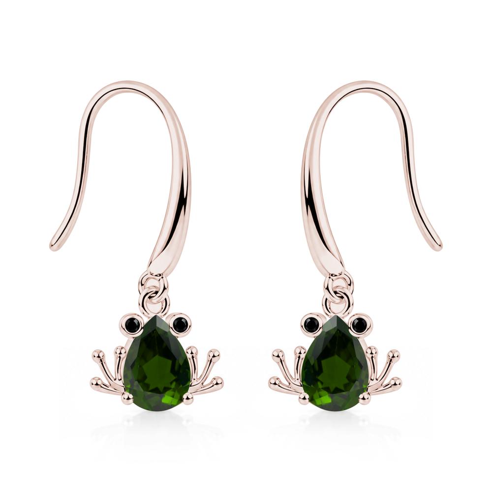 Pear Cut Aquamarine and Black Spinel Frog Hook Earrings - LUO Jewelry #gemstone_Diopside and Black Spinel