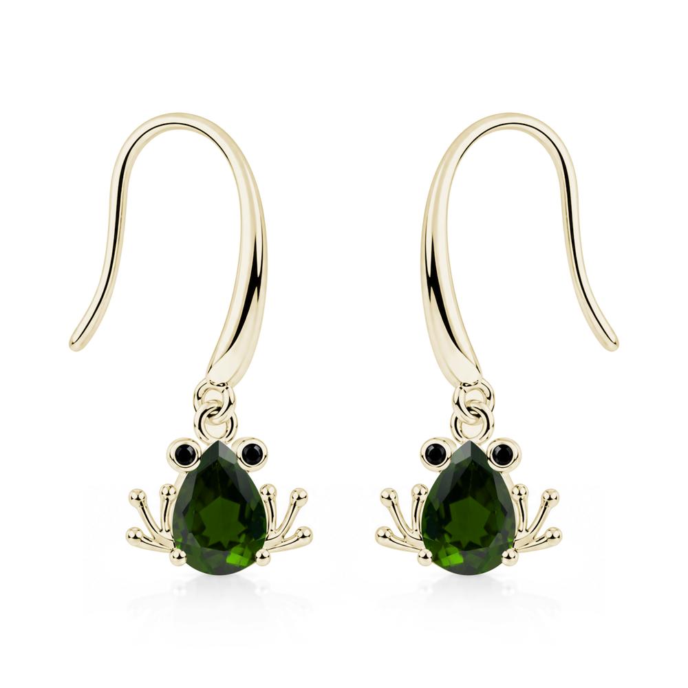 Pear Cut Aquamarine and Black Spinel Frog Hook Earrings - LUO Jewelry #gemstone_Diopside and Black Spinel