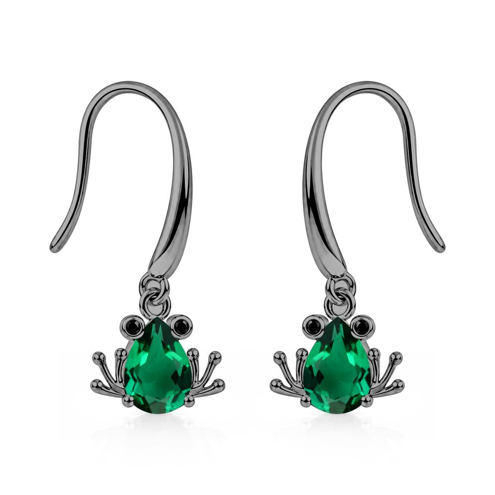 Pear Cut Aquamarine and Black Spinel Frog Hook Earrings - LUO Jewelry #gemstone_Emerald and Black Spinel
