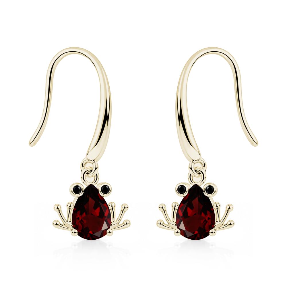 Pear Cut Aquamarine and Black Spinel Frog Hook Earrings - LUO Jewelry #gemstone_Garnet and Black Spinel