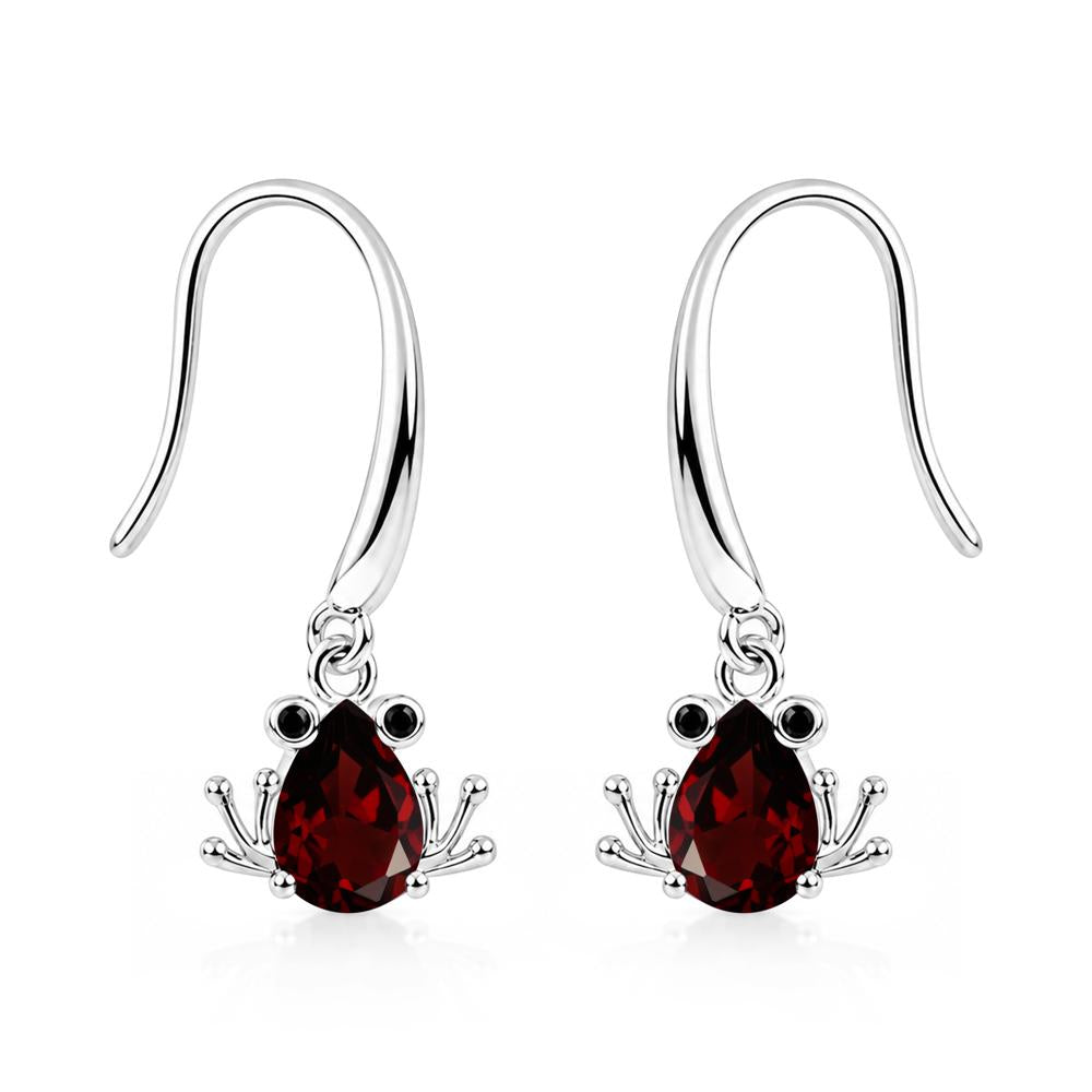 Pear Cut Aquamarine and Black Spinel Frog Hook Earrings - LUO Jewelry #gemstone_Garnet and Black Spinel