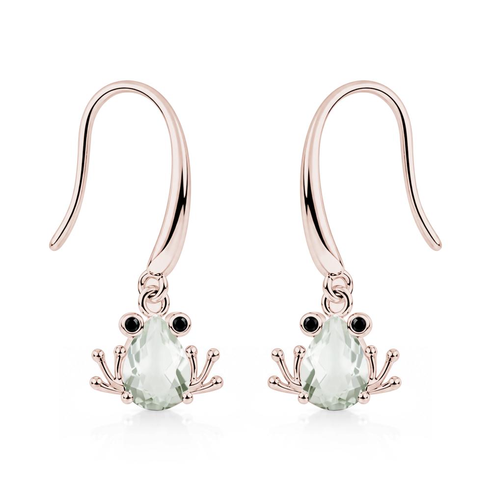 Pear Cut Aquamarine and Black Spinel Frog Hook Earrings - LUO Jewelry #gemstone_Green Amethyst and Black Spinel