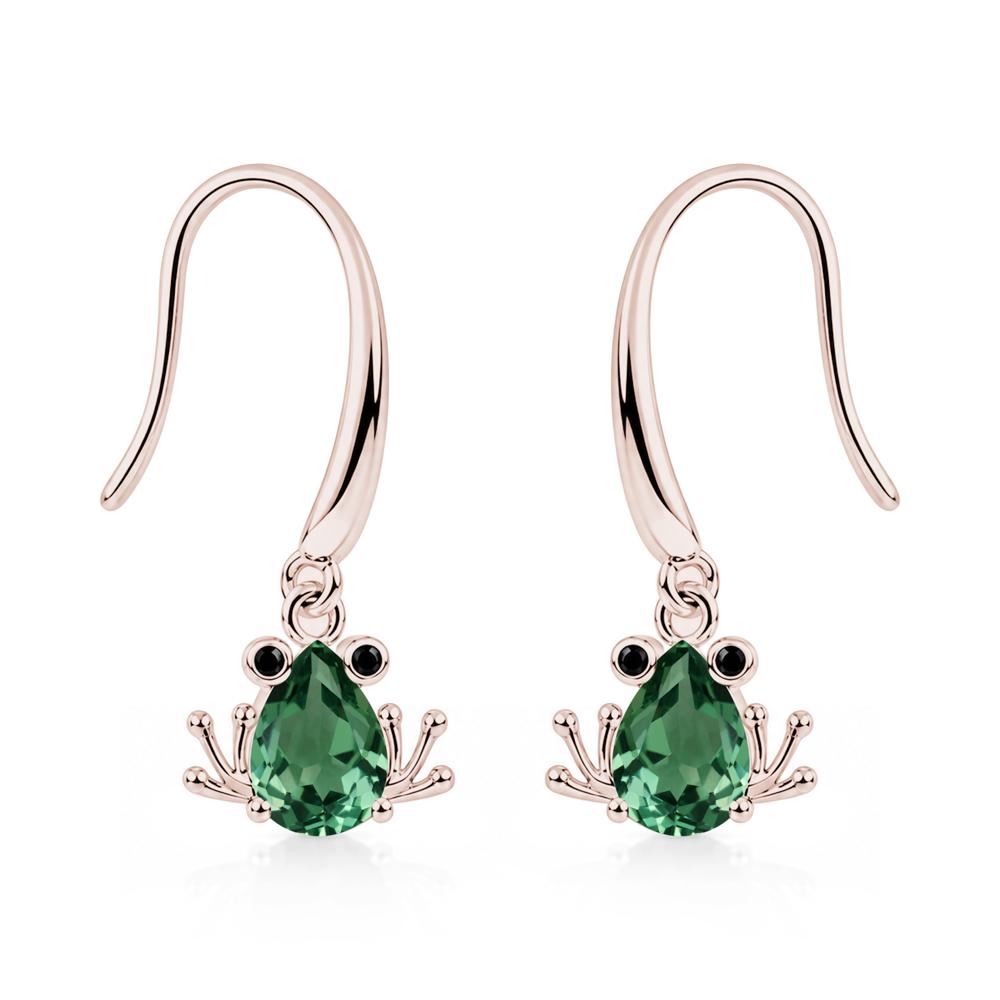 Pear Cut Aquamarine and Black Spinel Frog Hook Earrings - LUO Jewelry #gemstone_Green Sapphire and Black Spinel