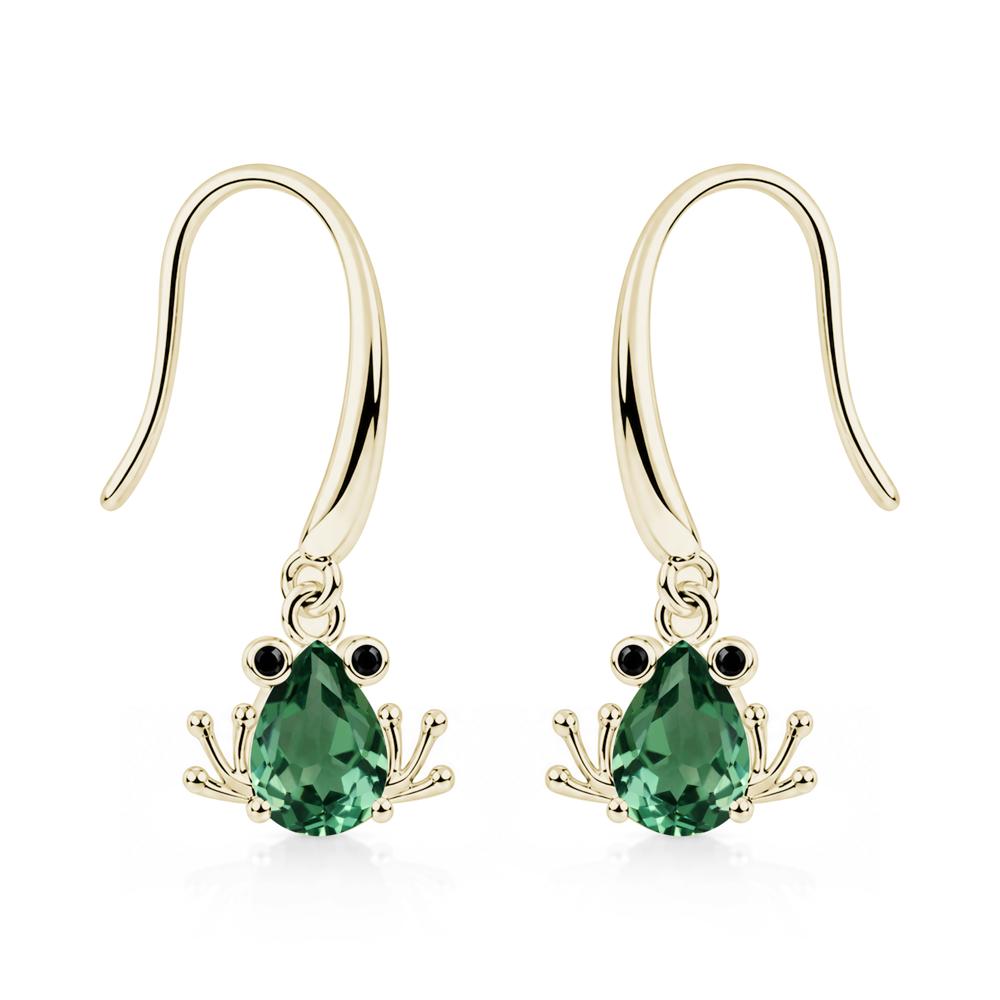 Pear Cut Aquamarine and Black Spinel Frog Hook Earrings - LUO Jewelry #gemstone_Green Sapphire and Black Spinel
