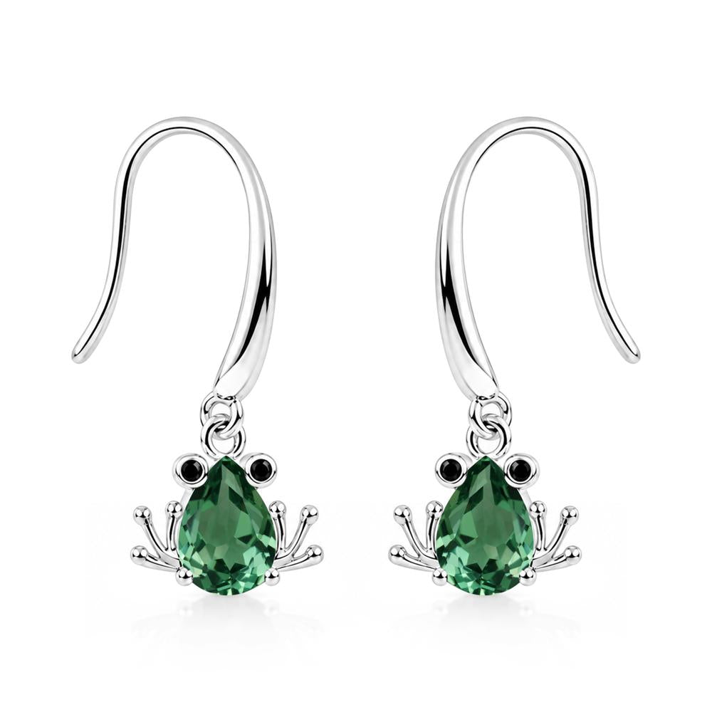 Pear Cut Aquamarine and Black Spinel Frog Hook Earrings - LUO Jewelry #gemstone_Green Sapphire and Black Spinel