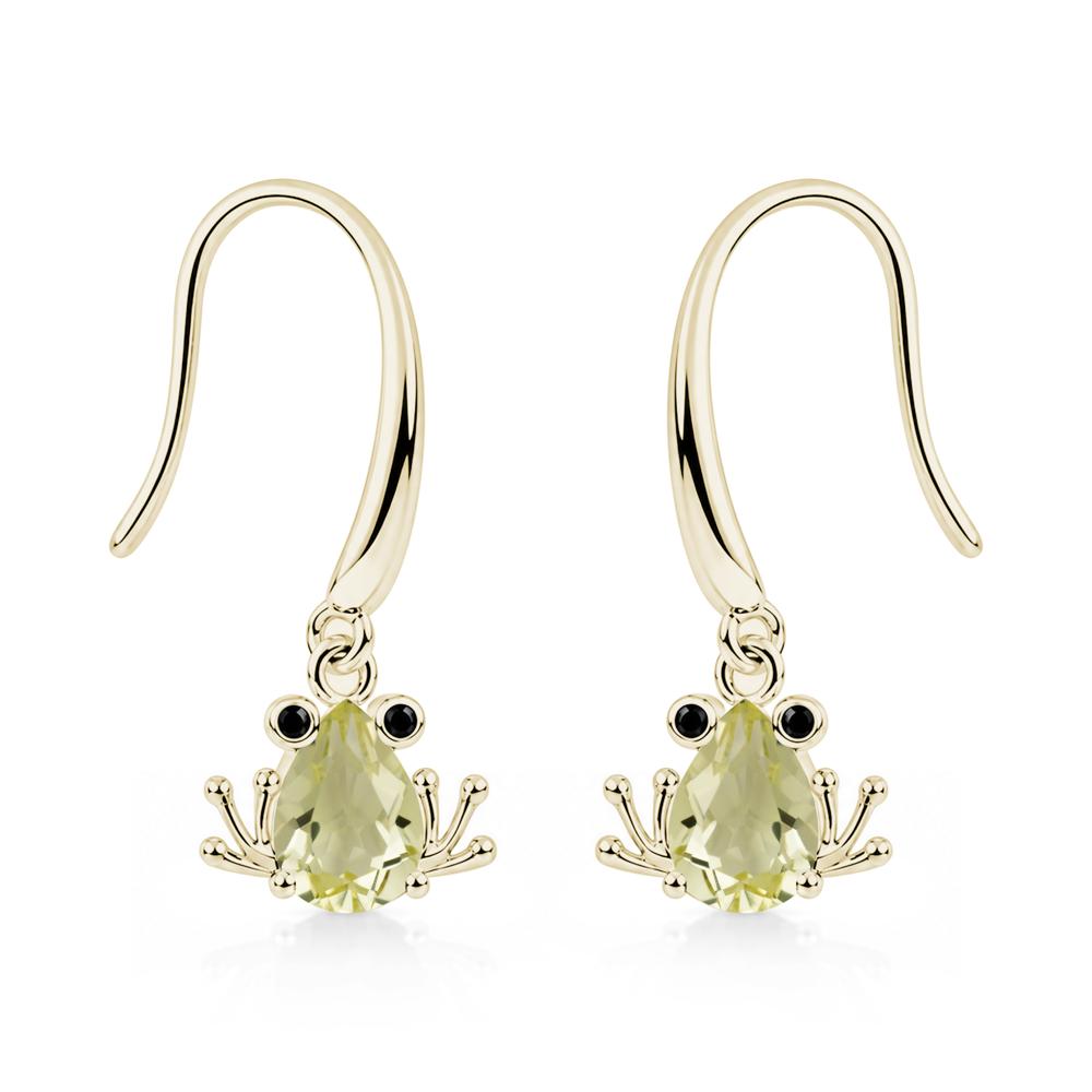 Pear Cut Aquamarine and Black Spinel Frog Hook Earrings - LUO Jewelry #gemstone_Lemon Quartz and Black Spinel