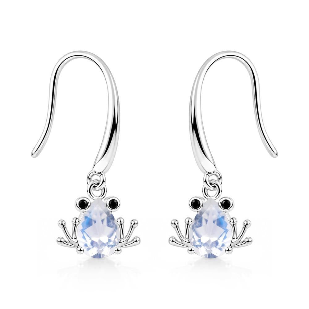 Pear Cut Aquamarine and Black Spinel Frog Hook Earrings - LUO Jewelry #gemstone_Moonstone and Black Spinel