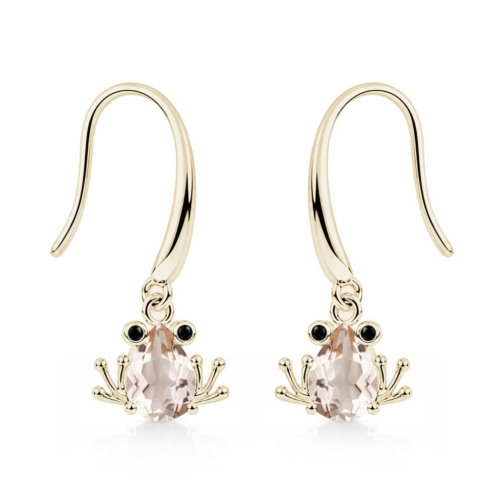 Pear Cut Aquamarine and Black Spinel Frog Hook Earrings - LUO Jewelry #gemstone_Morganite and Black Spinel