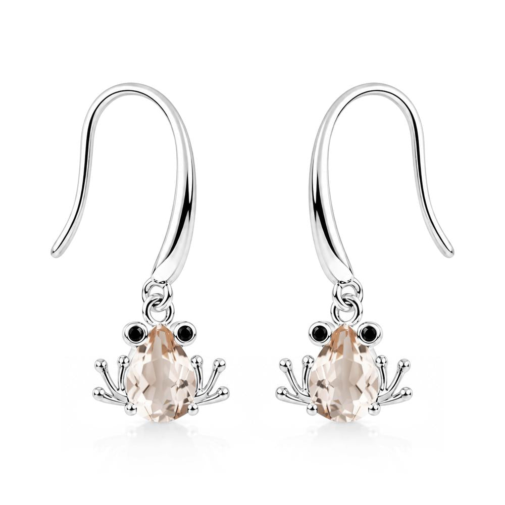 Pear Cut Aquamarine and Black Spinel Frog Hook Earrings - LUO Jewelry #gemstone_Morganite and Black Spinel
