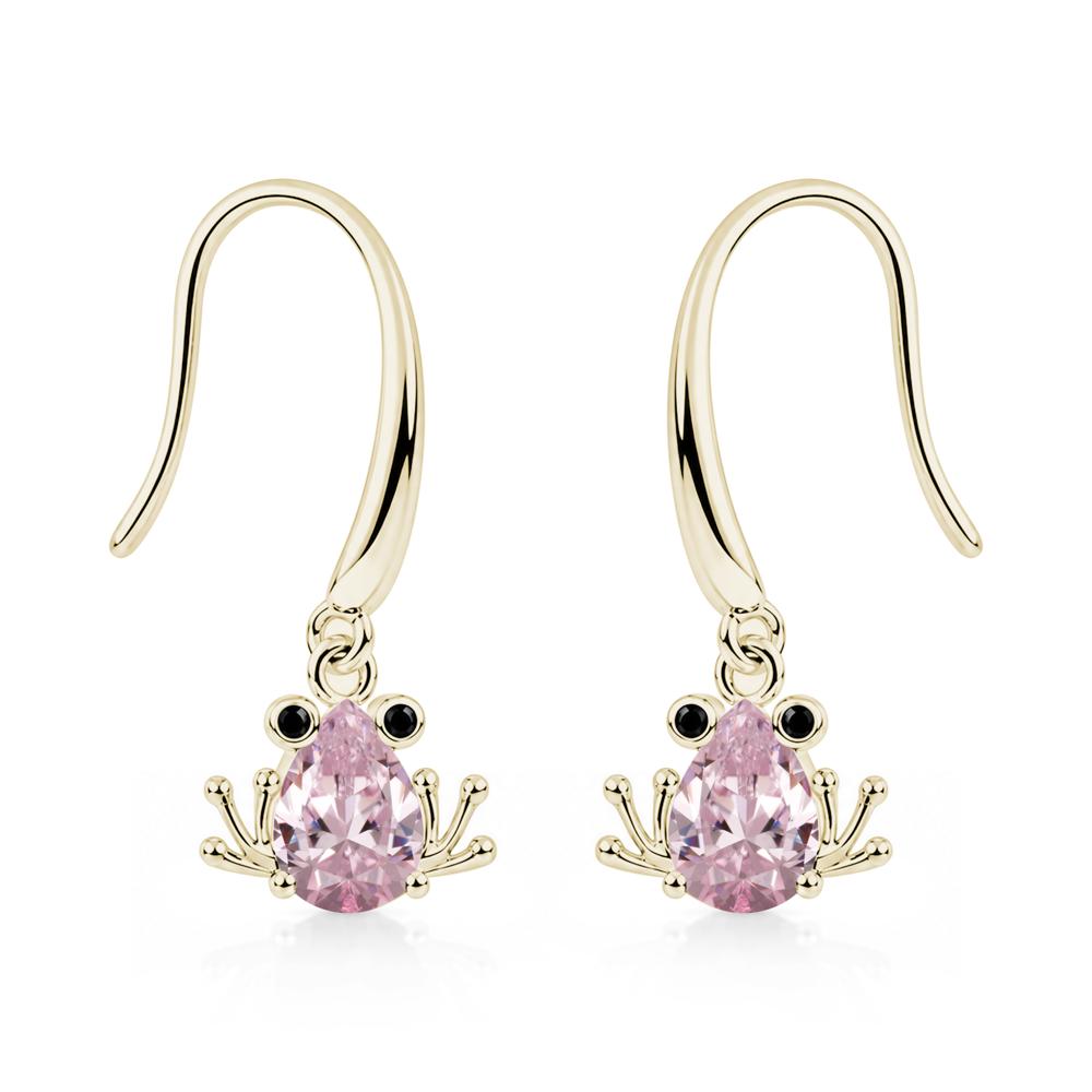 Pear Cut Aquamarine and Black Spinel Frog Hook Earrings - LUO Jewelry #gemstone_Pink Cubic Zirconia and Black Spinel