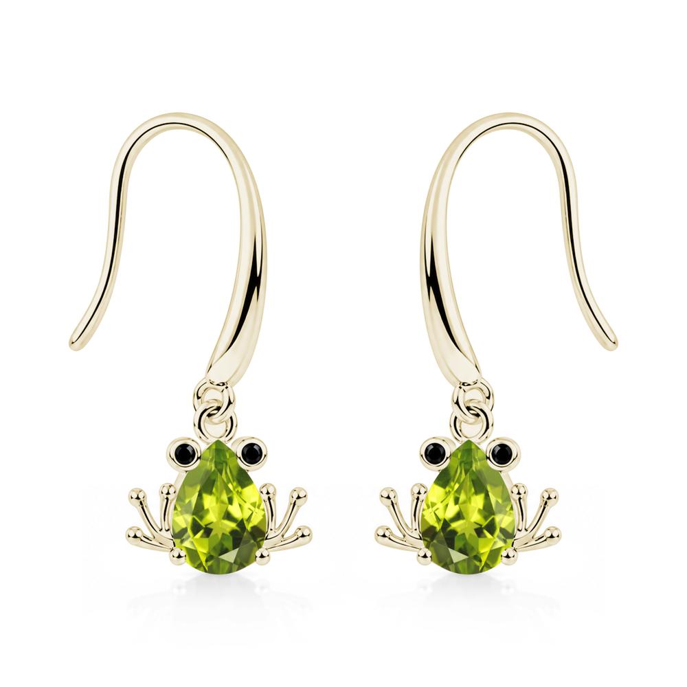 Pear Cut Aquamarine and Black Spinel Frog Hook Earrings - LUO Jewelry #gemstone_Peridot and Black Spinel