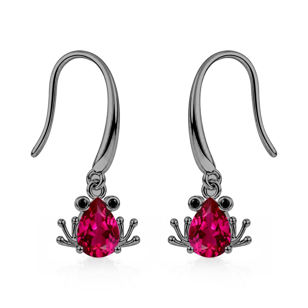 Pear Cut Aquamarine and Black Spinel Frog Hook Earrings - LUO Jewelry #gemstone_Ruby and Black Spinel